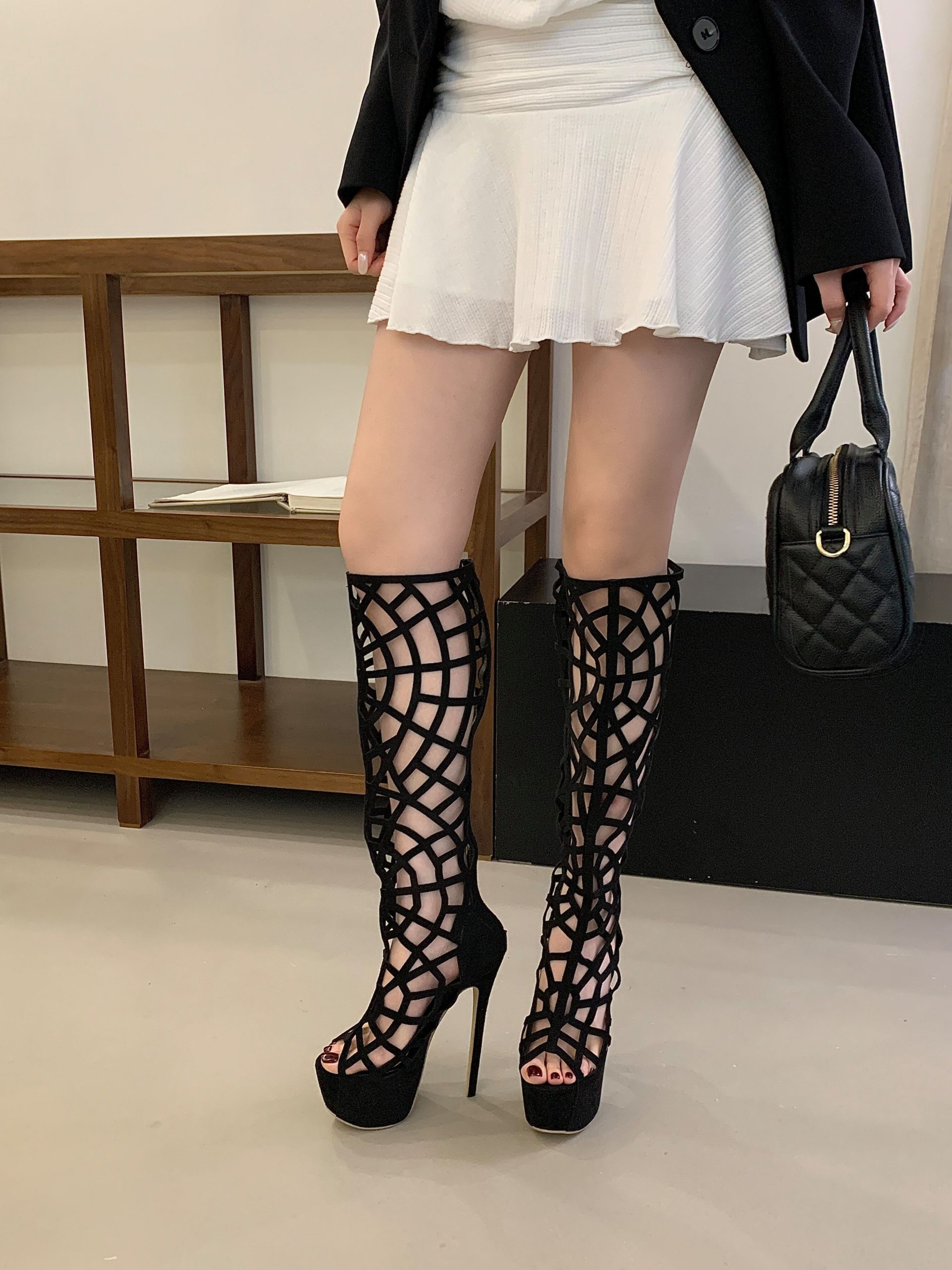 2025 New 17cm Ultra High Heel Black Fashion Show Stiletto Over Knee Boots - Image 4