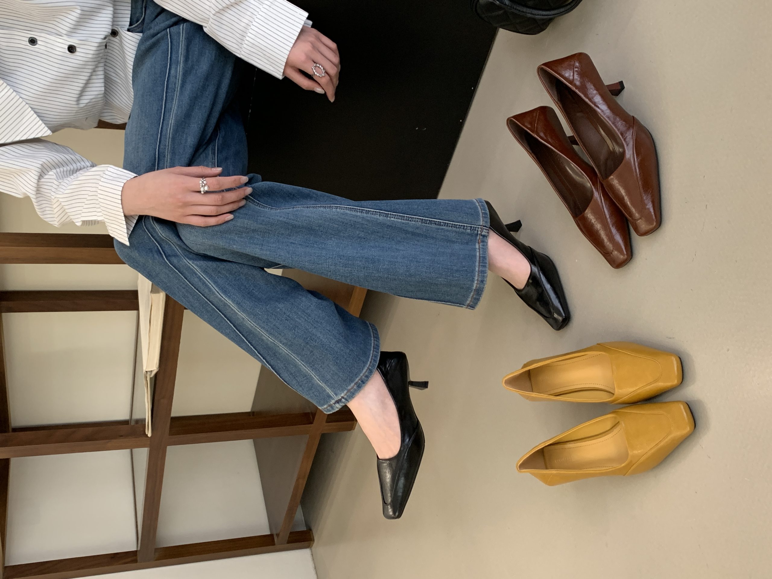 2026 New Spring Women's Fashion Square Toe Low Cut High Heel Comfortable Casual Shoes - Style f7f6cc