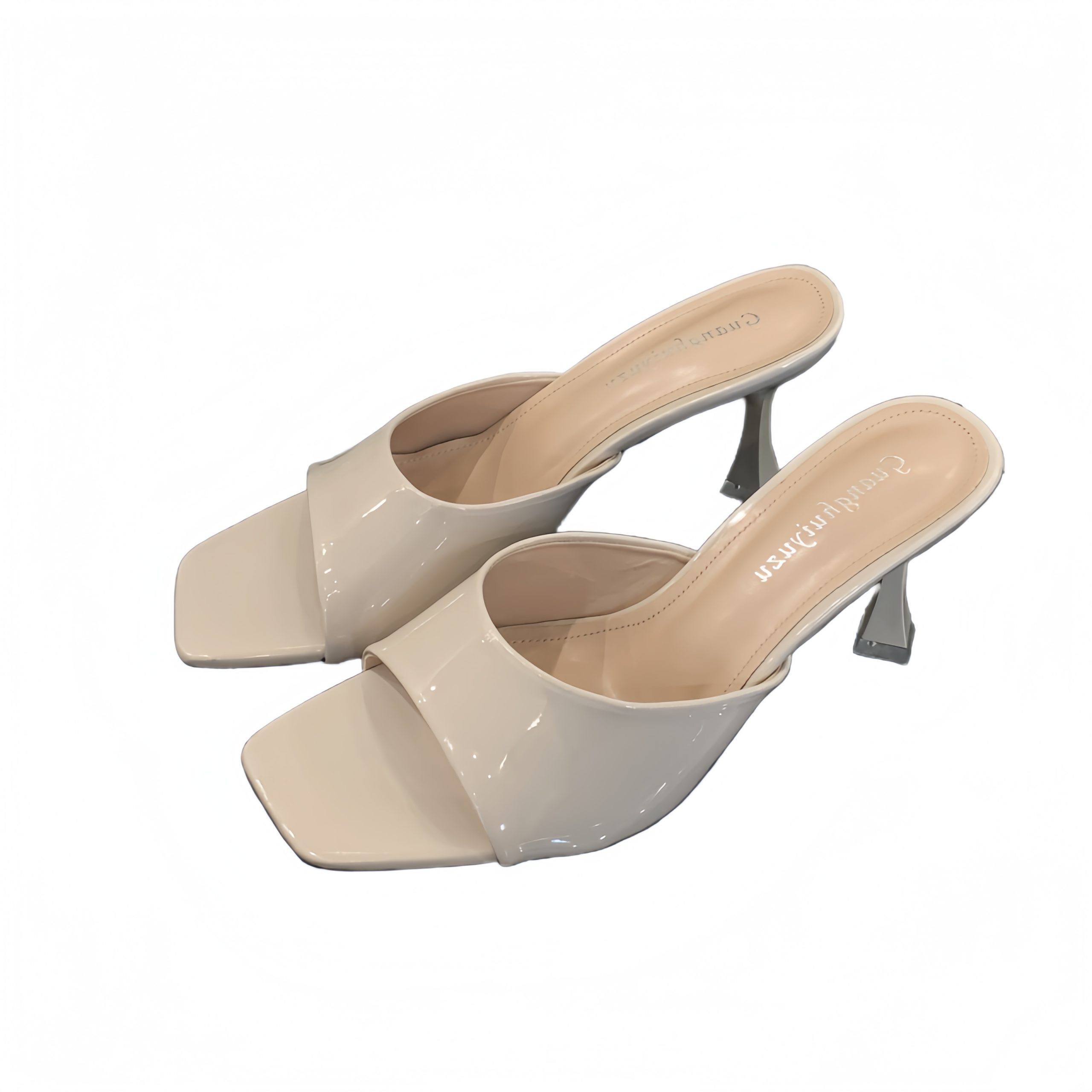 2026 Summer New Beige High Heel Sandals Women Elegant Thin Heel Square Toe Open Toe Sexy Slingback Slippers - Image 5