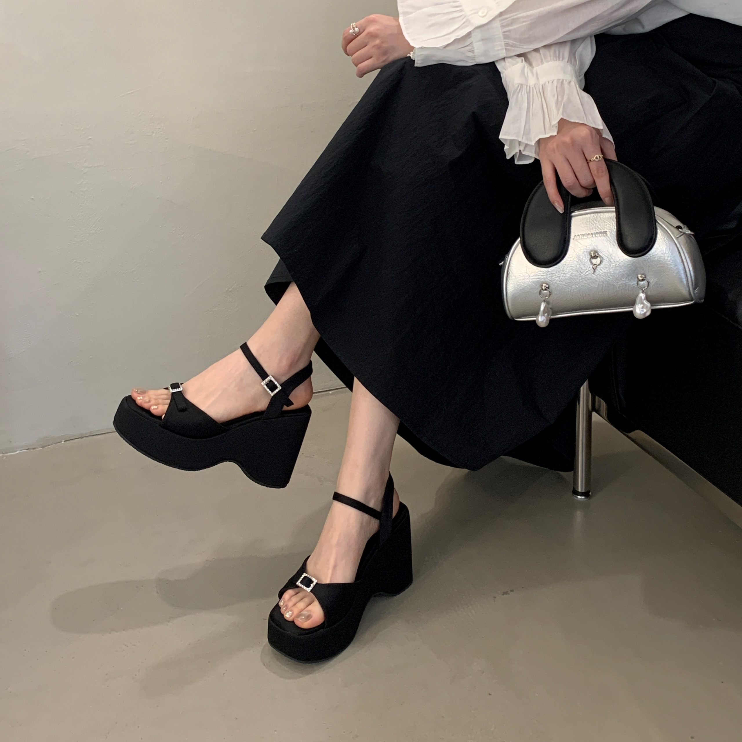 2026 Summer Platform Wedge Sandals for Petite Women - 10CM High Heel Ankle Strap Thick Sole Vacation Espadrille