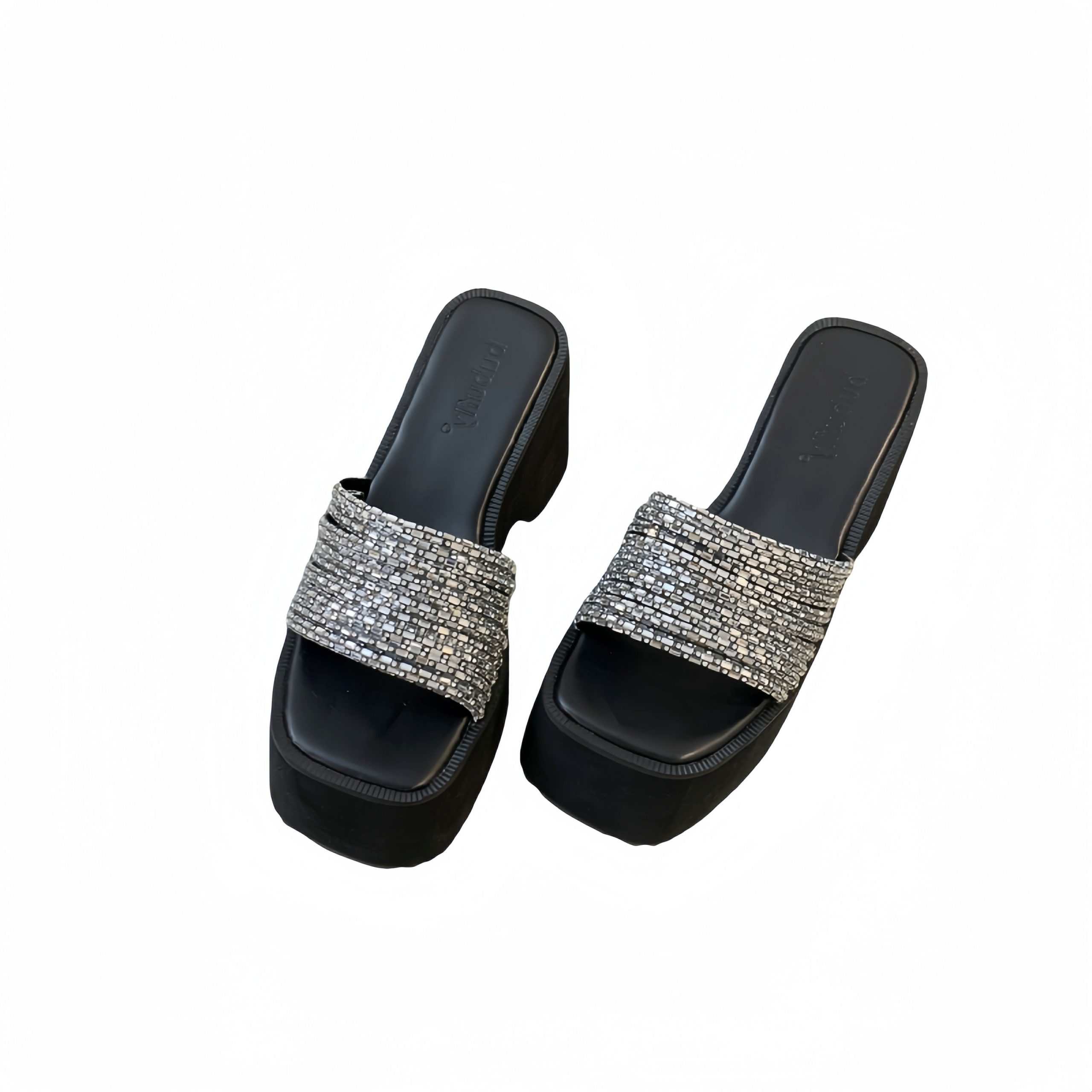 BUBUFLY 2026 New Women's Rhinestone High Heel Slide Sandals Summer Spring - Image 5